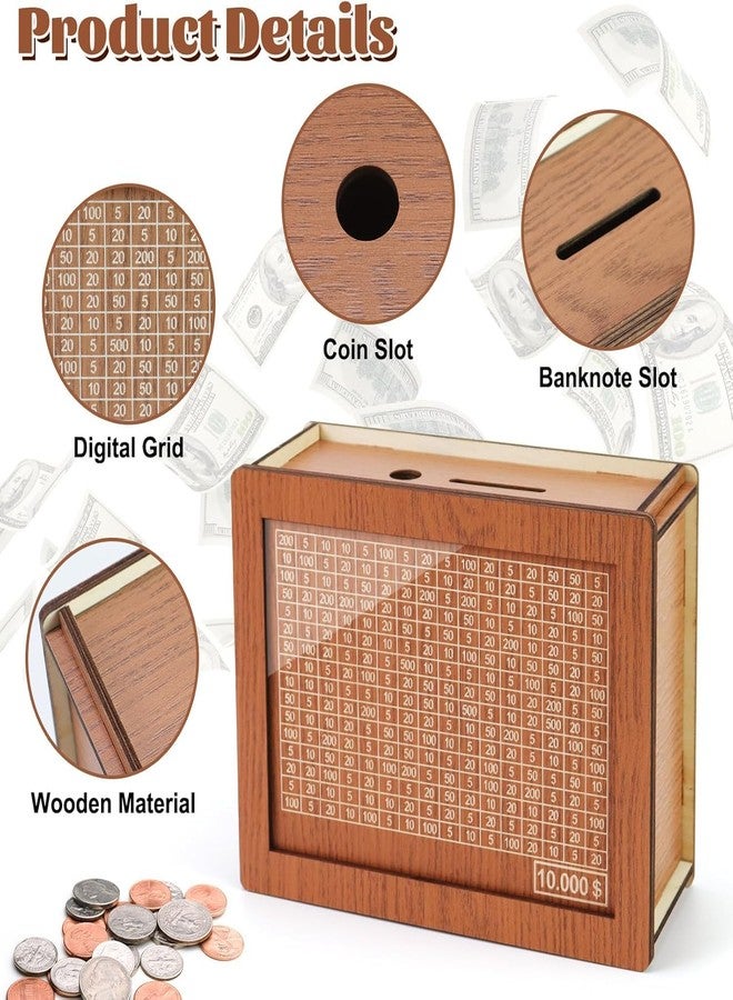 VishBin Cash Vault Wooden Savings Box, Money Piggy Bank for Adults Kids, Wooden Cash Saver Money Box, Cash Saver Box, Coin Counter Piggy Bank, Money Box with Counter - Image 2